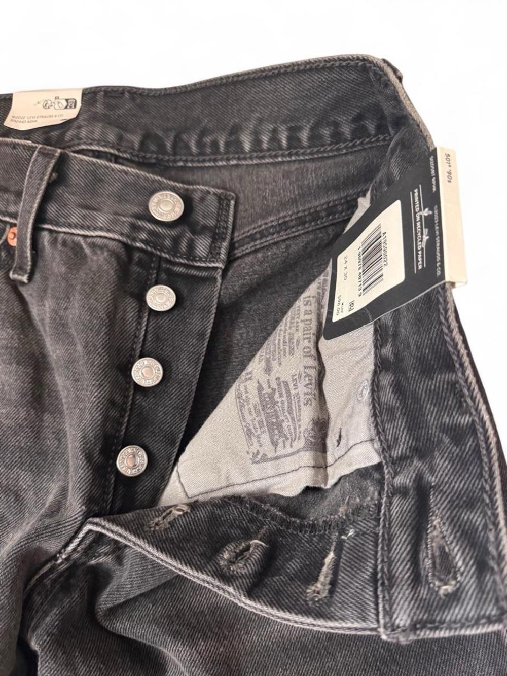 NWT Levi's 501 Straight Leg Black Denim Jeans - Picture 4 of 7